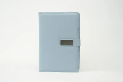 Sky Blue Metal Flip Personalized Leather Diary