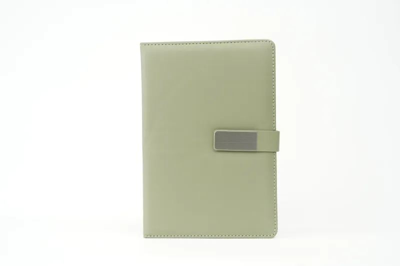Pista Green Metal Flip Personalized Leather Diary