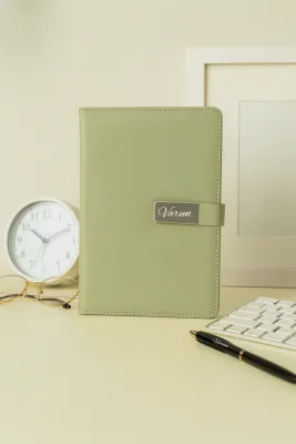 Pista Green Metal Flip Personalized Leather Diary Pista Green Metal Flip Personalized Leather Diary