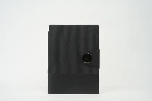 Black Nexon Leather Metal Flip Personalized Leather Diary