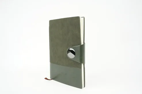 Green Nexon Leather Metal Flip Personalized Leather Diary