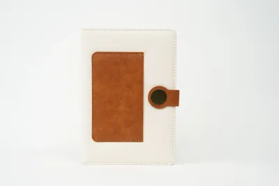 White Dual Shade Personalized Leather Diary