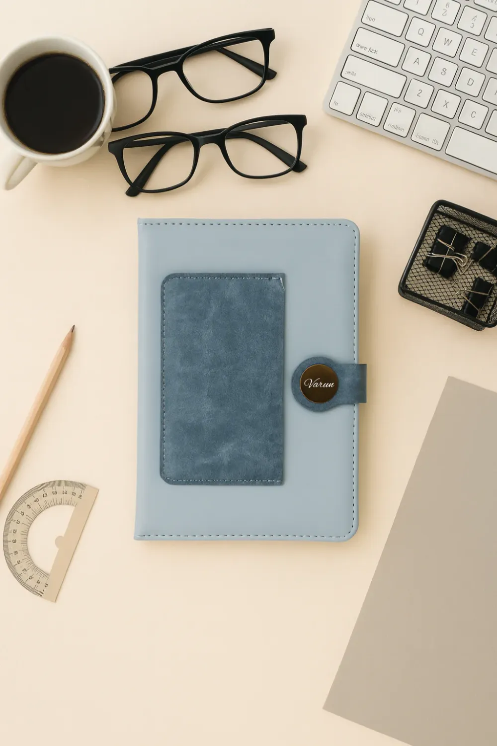 Blue Dual Shade Personalized Leather Diary