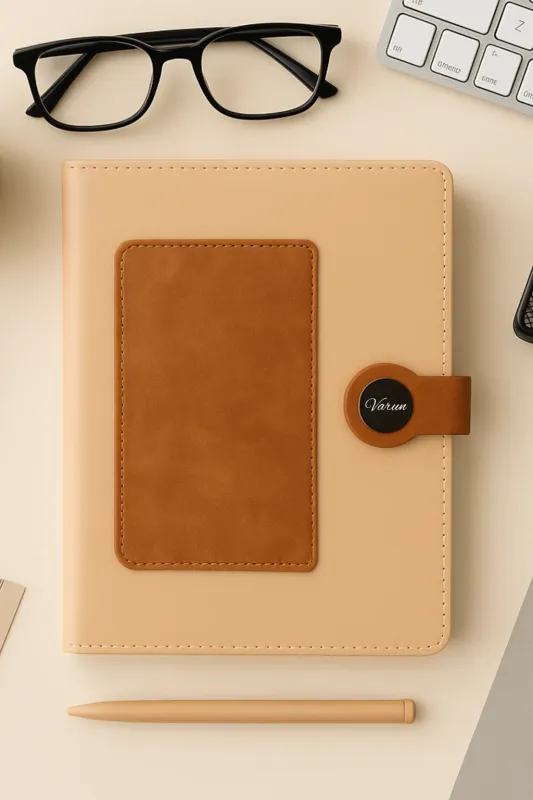 Light Brown Dual Shade Personalized Leather Diary