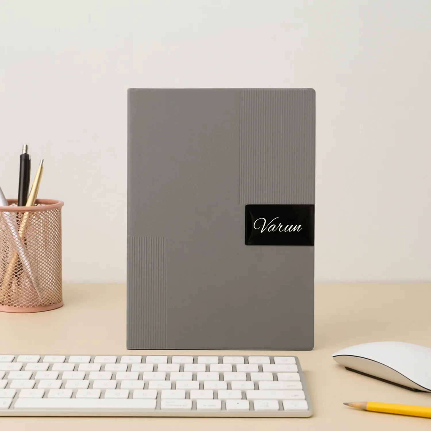 Grey Nexon Leather Personalized Diary