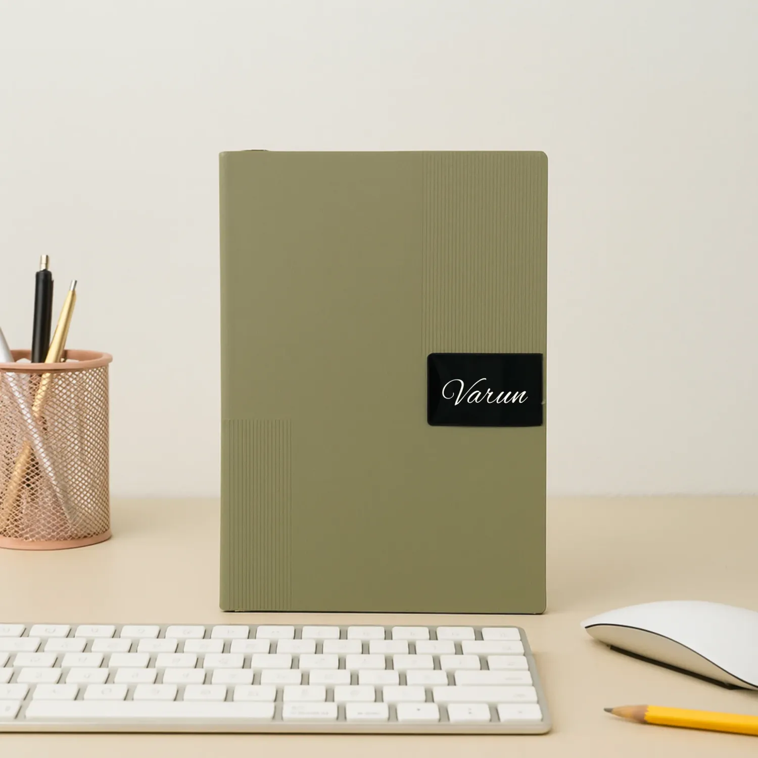 Olive Green Nexon Leather Personalized Diary