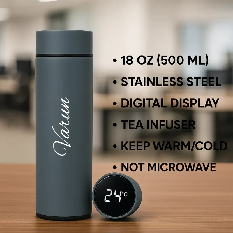 Grey Smart Temperature Insulated Bottle