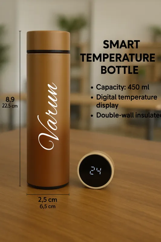 Brown - Tan Dual Color Smart Temperature Insulated Bottle