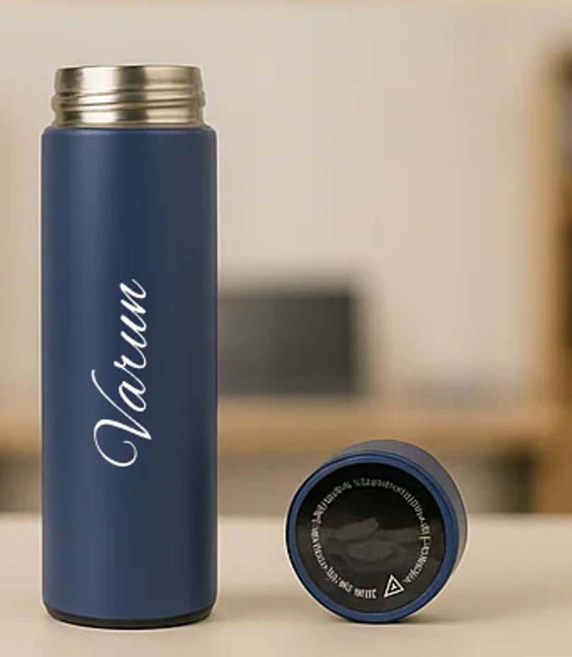 Dark Blue Smart Temperature Insulated Bottle