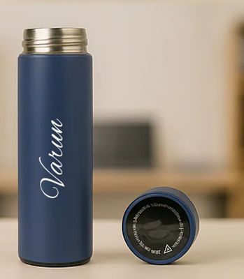 Dark Blue Smart Temperature Insulated Bottle