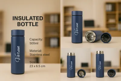 Dark Blue Smart Temperature Insulated Bottle