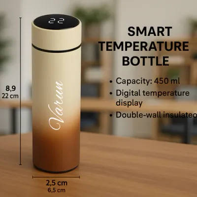 White - Tan Dual Color Smart Temperature Insulated Bottle