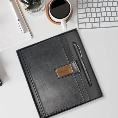 Personalized Black Executive Diary and Pen Combo