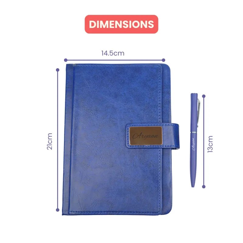 Personalized Blue Executive Diary and Pen Combo