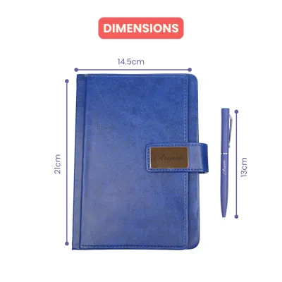 Personalized Blue Executive Diary and Pen Combo