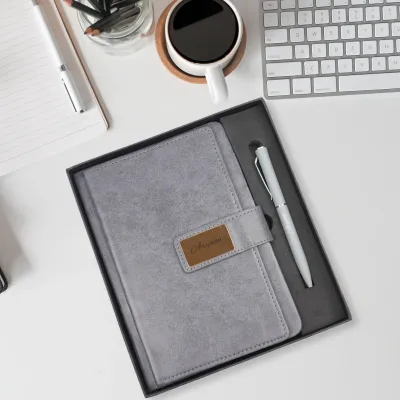Personalized Grey Executive Diary and Pen Combo