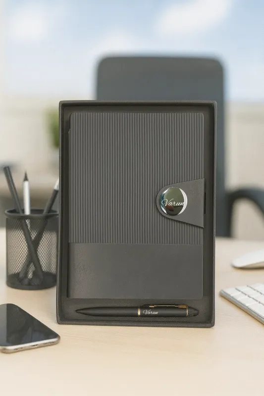 Personalized Black Nexon Flip Diary &amp; Pen Combo