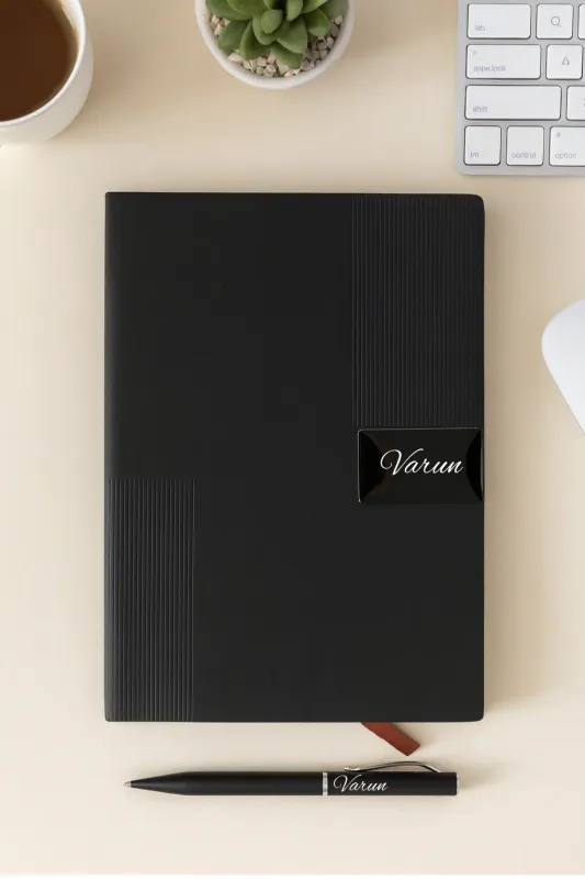 Personalized Black Nexon Diary &amp; Pen Combo