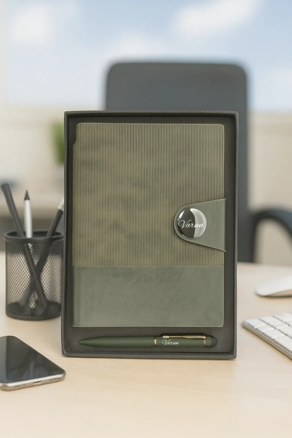 Personalized Green Nexon Flip Diary &amp; Pen Combo