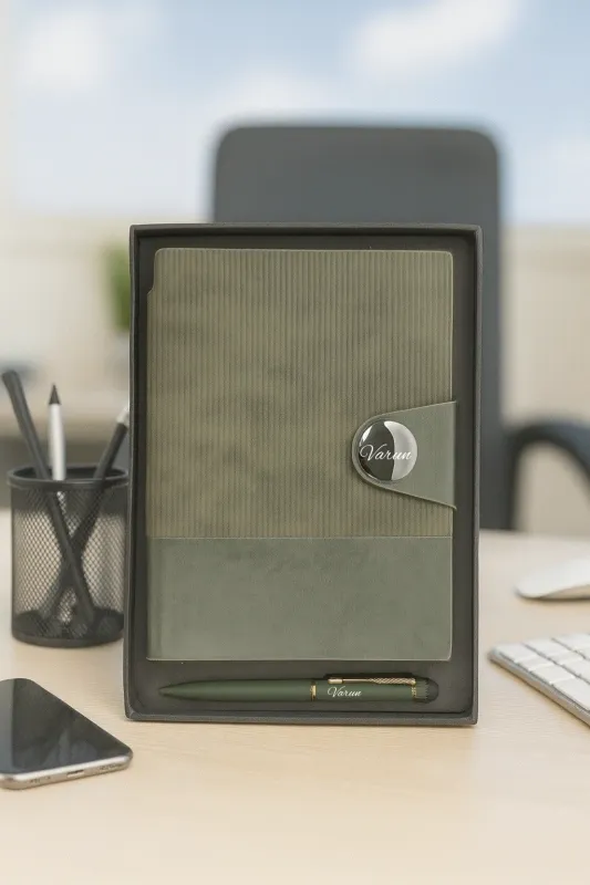 Personalized Green Nexon Flip Diary &amp; Pen Combo