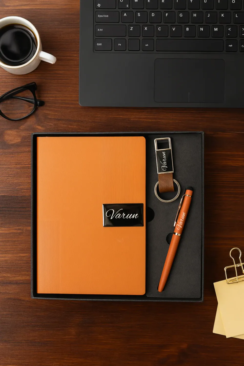 Personalized Tan Nexon Diary, Pen, Keychain Combo