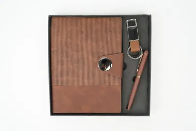Personalized Brown Nexon Flip Diary, Pen, Keychain Combo