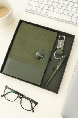 Personalized Green Nexon Flip Diary, Pen, Keychain Combo