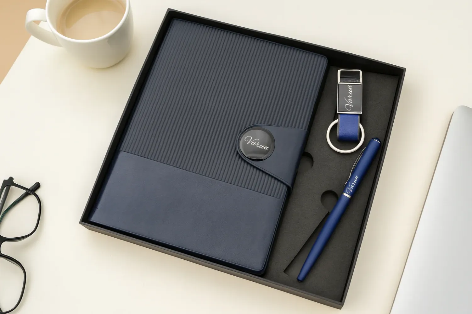 Personalized Blue Nexon Flip Diary, Pen, Keychain Combo