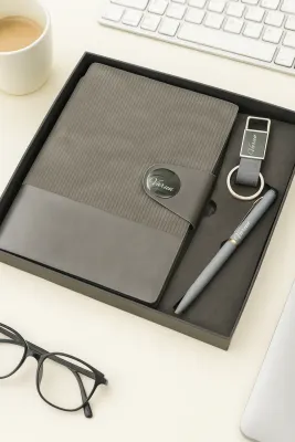 Personalized Grey Nexon Flip Diary, Pen, Keychain Combo