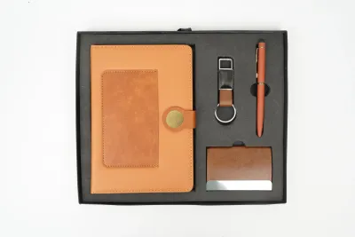 Personalized 4pc Combo with Tan Dual Shade Diary (Diary, Pen, Keychain, Cardholder)