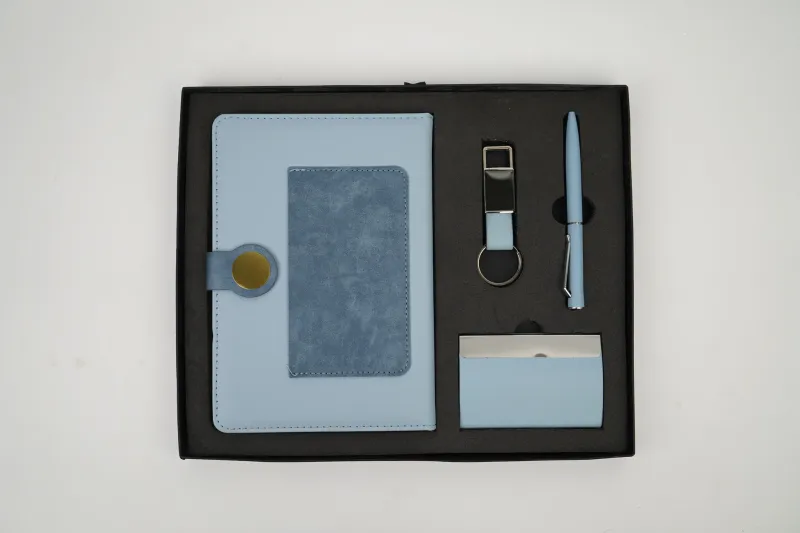 Personalized 4pc Combo with Blue Dual Shade Diary (Diary, Pen, Keychain, Cardholder)