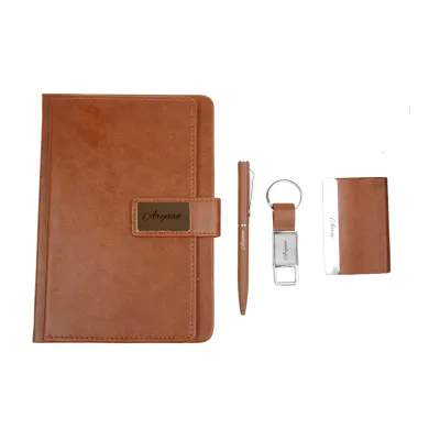 Brown Corporate 4pc combo ( Diary, Cardholder, Pen &amp; Keychain)