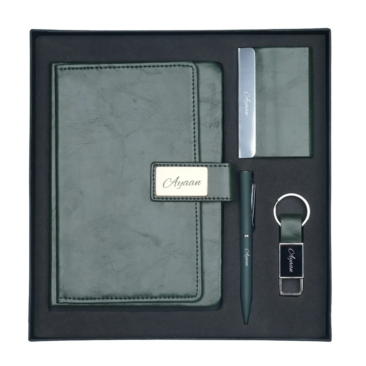 Green Corporate 4pc combo ( Diary, Cardholder, Pen &amp; Keychain)