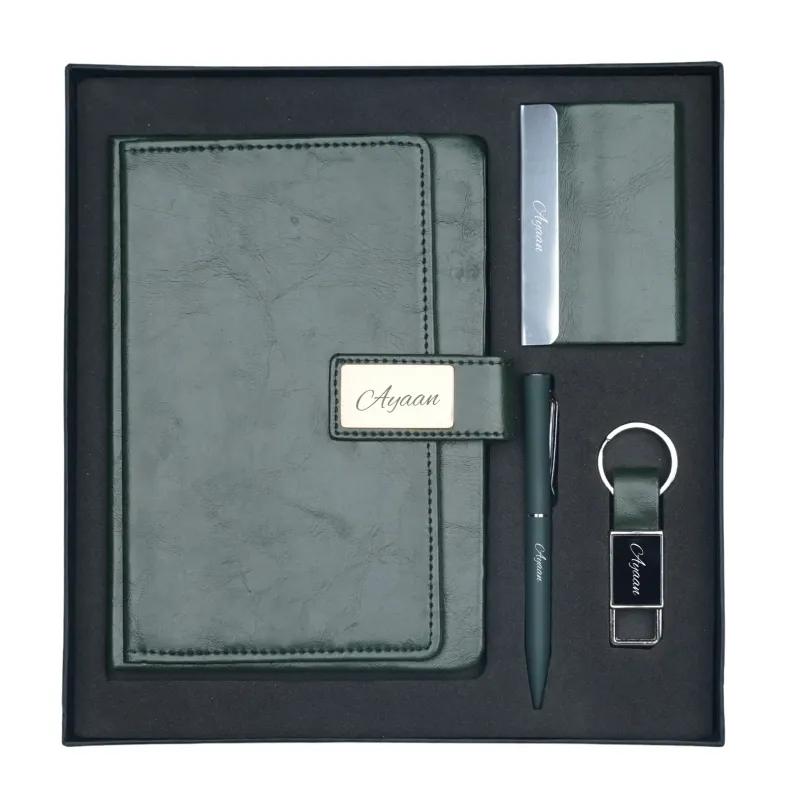 Green Corporate 4pc combo ( Diary, Cardholder, Pen &amp; Keychain)