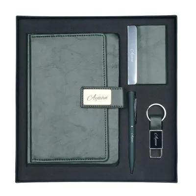 Green Corporate 4pc combo ( Diary, Cardholder, Pen & Keychain) Green Corporate 4pc combo ( Diary, Cardholder, Pen & Keychain)