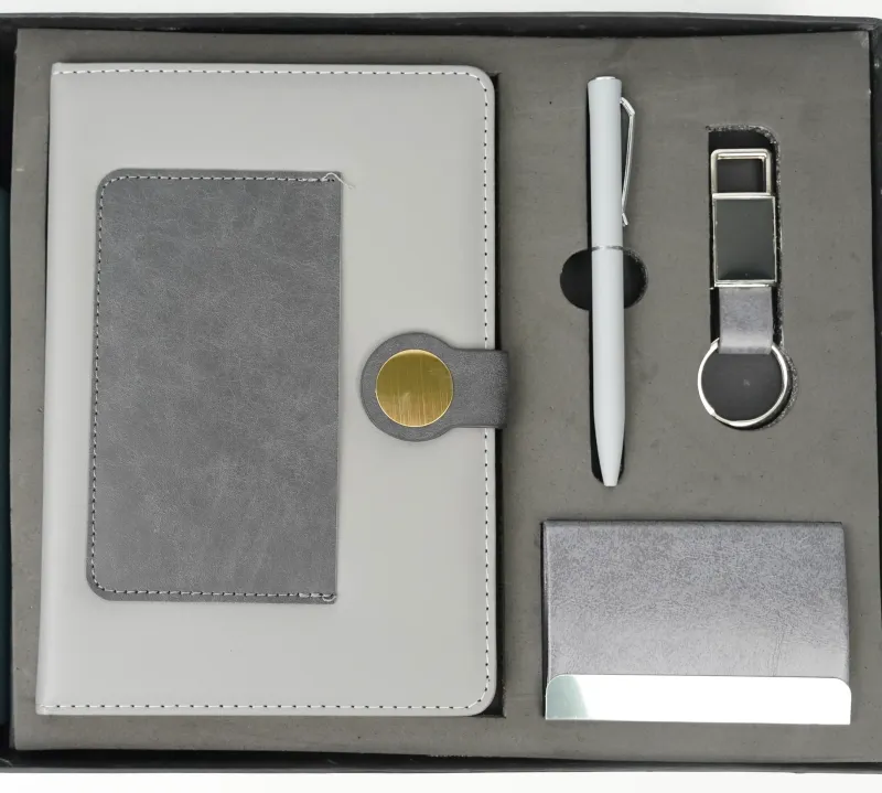 Personalized 4pc Combo with Grey  Dual Shade Diary (Diary, Pen, Keychain, Cardholder)