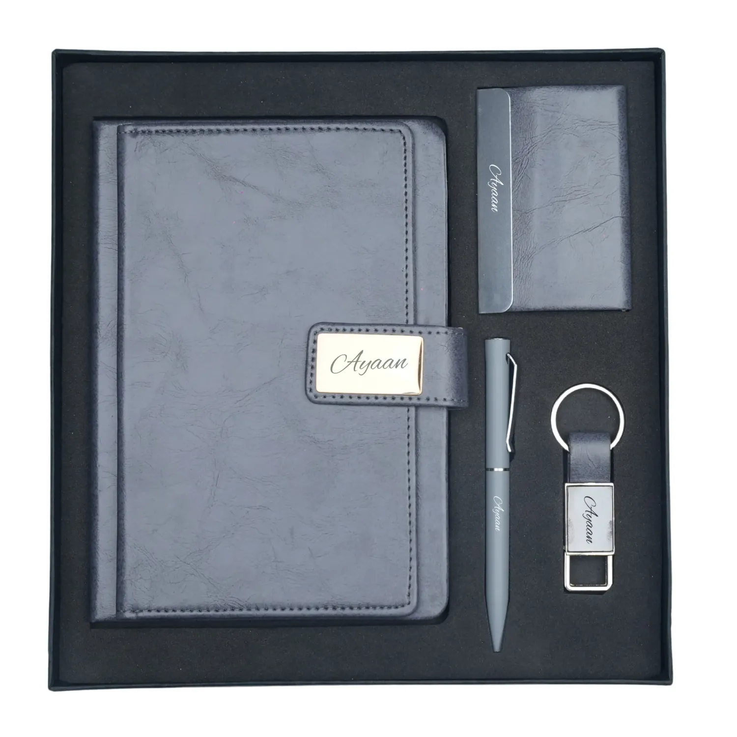 Grey Corporate 4pc combo ( Diary, Cardholder, Pen &amp; Keychain)
