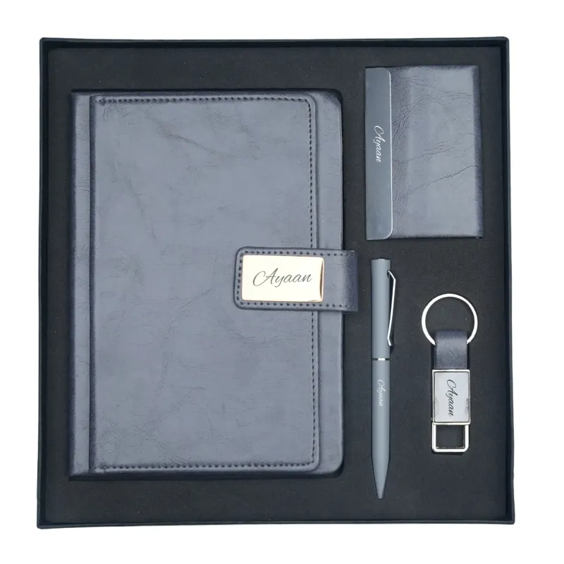 Grey Corporate 4pc combo ( Diary, Cardholder, Pen &amp; Keychain)
