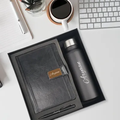 Black Customised Executive Diary, Bottle & Pen Combo Black Customised Executive Diary, Bottle & Pen Combo