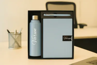Light Blue Personalized Nexon Diary, Bottle & Pen Combo Light Blue Personalized Nexon Diary, Bottle & Pen Combo