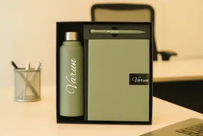 Light Green Personalized Nexon Diary, Bottle & Pen Combo Light Green Personalized Nexon Diary, Bottle & Pen Combo