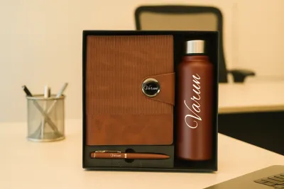 Brown Personalized Nexon Flip Diary, Bottle & Pen Combo Brown Personalized Nexon Flip Diary, Bottle & Pen Combo