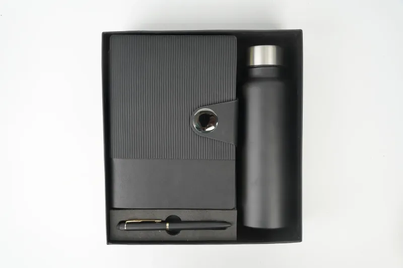 Black Personalized Nexon Flip Diary, Bottle &amp; Pen Combo