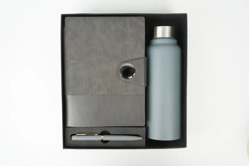 Grey Personalized Nexon Flip Diary, Bottle &amp; Pen Combo