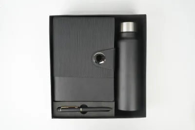 Black Personalized Nexon Flip Diary, Bottle & Pen Combo
