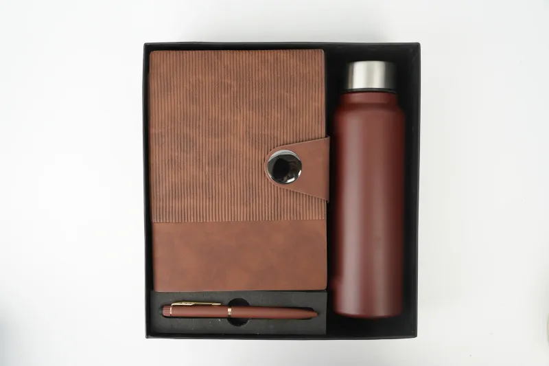 Brown Personalized Nexon Flip Diary, Bottle &amp; Pen Combo
