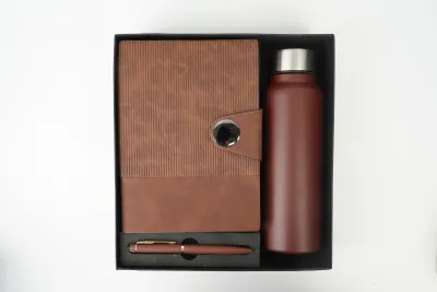 Brown Personalized Nexon Flip Diary, Bottle & Pen Combo