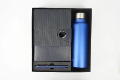 Dark Blue Personalized Nexon Flip Diary, Bottle &amp; Pen Combo