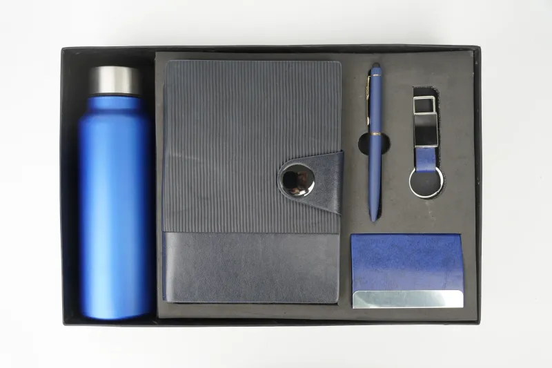 Blue Nexon Leather Flip  Dairy Corporate 5pc combo ( Diary, Bottle, Cardholder, Pen &amp; Keychain)