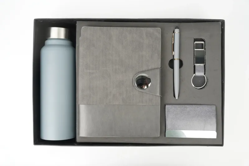 Grey Nexon Leather Flip  Dairy Corporate 5pc combo ( Diary, Bottle, Cardholder, Pen &amp; Keychain)